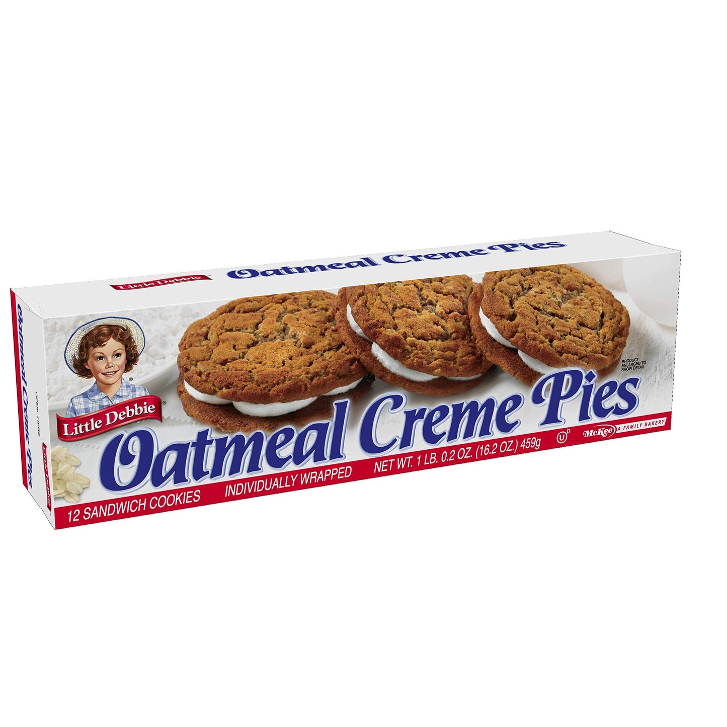 Little Debbie Oatmeal Crème Pies, 12 Individually Wrapped Sandwich Cookies, 16.2 OZ Box