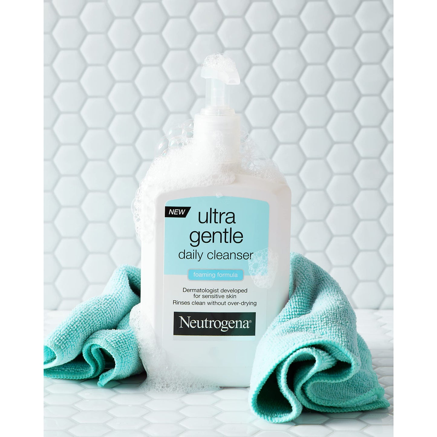 Neutrogena Ultra Gentle Foaming and Hydrating Face Wash for Sensitive Skin, Gently Cleanses Without Over Drying, Oil-Free, Soap-Free, 16 fl. oz