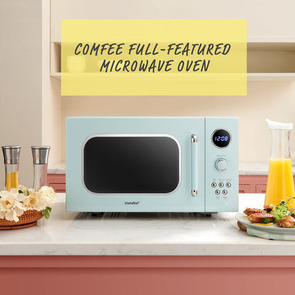 COMFEE' EM720CPL-PM Countertop Microwave Oven with Sound On/Off, ECO Mode and Easy One-Touch Buttons, 0.7 Cu Ft/700W, Pearl White