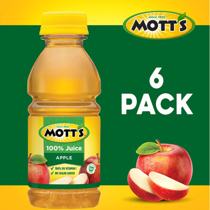 Mott's 100% Original Apple Juice, 8 Fl Oz Bottles, 24 Count (4 Packs Of 6), 2 Servings Of Fruit, 100% Fruit Juice, Gluten-free, Caffeine-free, Kosher, Contains No Artificial Colors Or Sweeteners