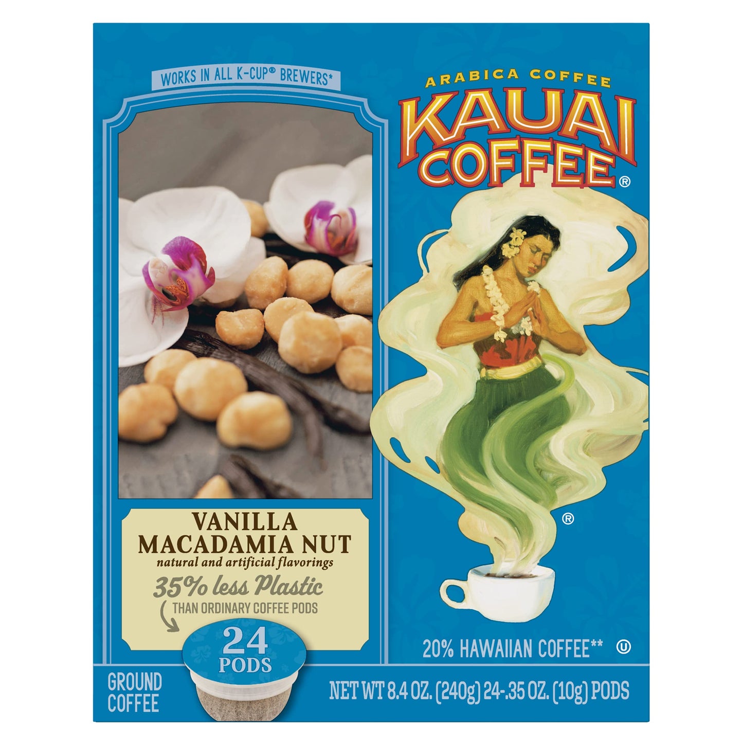 Kauai Coffee Na Pali Coast Dark Roast - Compatible with Keurig Pods K-Cup Brewers (1 Pack of 12 Single-Serve Cups)