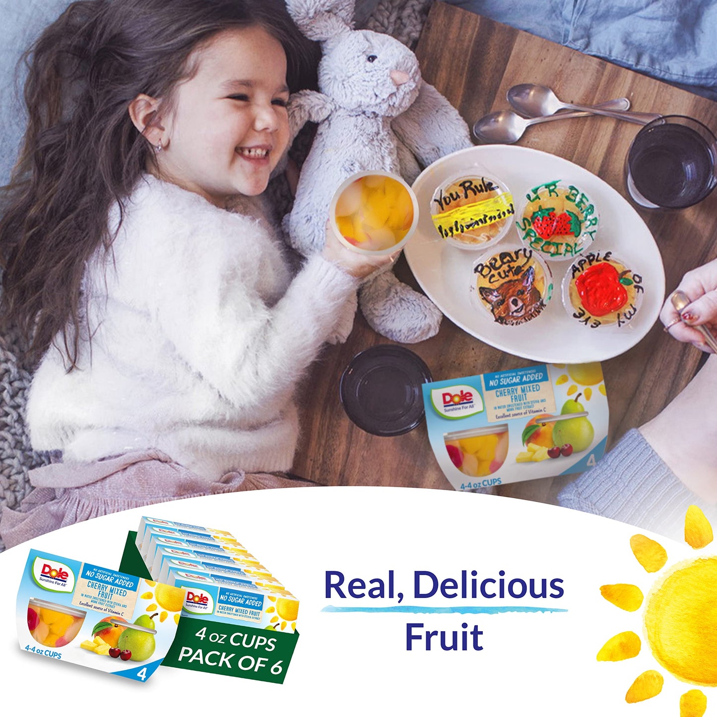 Dole Fruit Bowls No Sugar Added Variety Pack Snacks, Peaches, Mandarin Oranges & Cherry Mixed Fruit, 4oz 12 Cups, Gluten & Dairy Free, Bulk Lunch Snacks for Kids & Adults