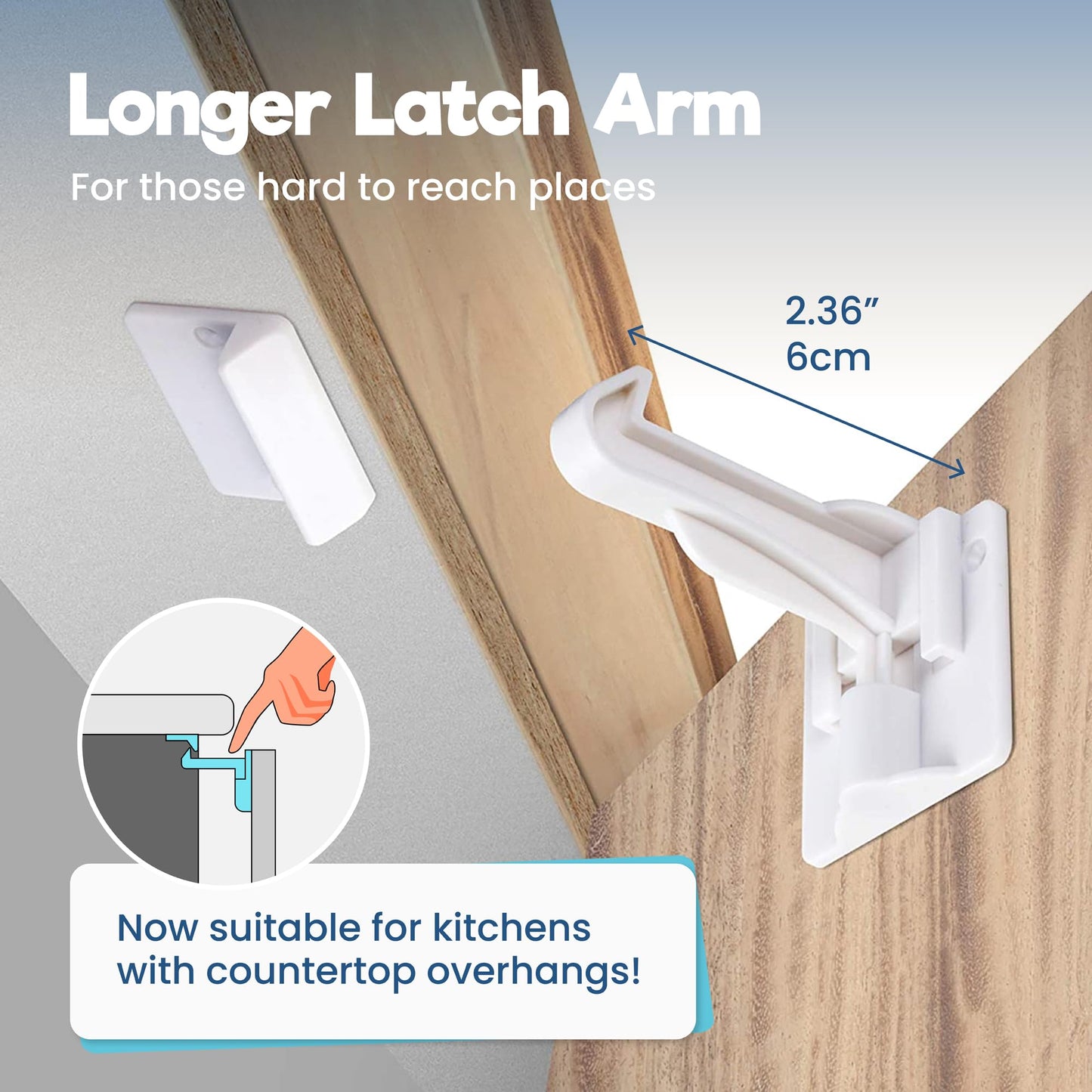 Upgraded Invisible Baby Proofing Cabinet Latch Locks (10 Pack) - No Drilling or Tools Required for Installation, Works with Most Cabinets and Drawers, Works with Countertop Overhangs, Highly Secure