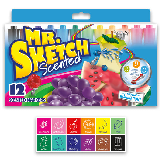 Mr. Sketch Scented Markers, Chisel Tip, Assorted Colors, 12 Count