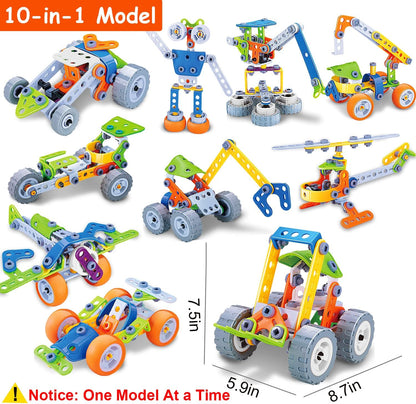 10 in 1 STEM Toys for 4 5 6 7 8+ Year Old Boy Girl Birthday Gifts Building Toys for Kids Ages 4-8 5-7 6-8 Educational Stem Activities for Boys 4-7 8-10 Construction Creative Games Christmas Idea Gift