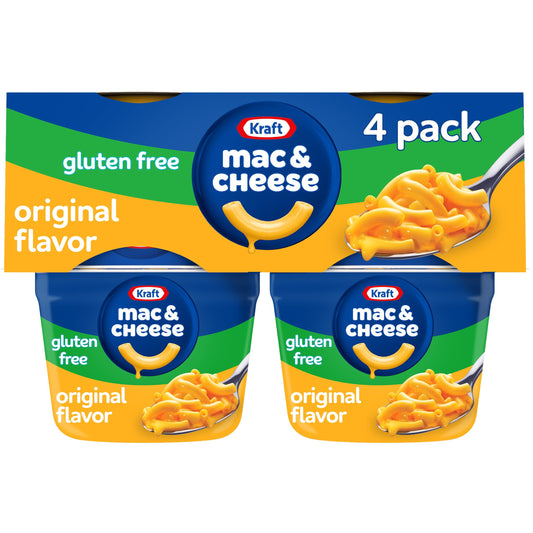 Kraft Gluten Free Original Mac & Cheese Macaroni and Cheese Dinner, 4 ct Pack, 1.9 oz Cups