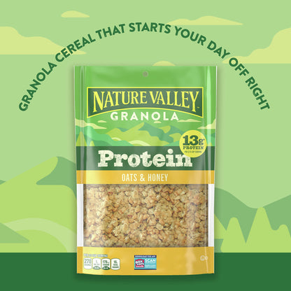 Nature Valley Protein Granola, Oats and Honey, Family Size, Resealable Bag, 17 OZ