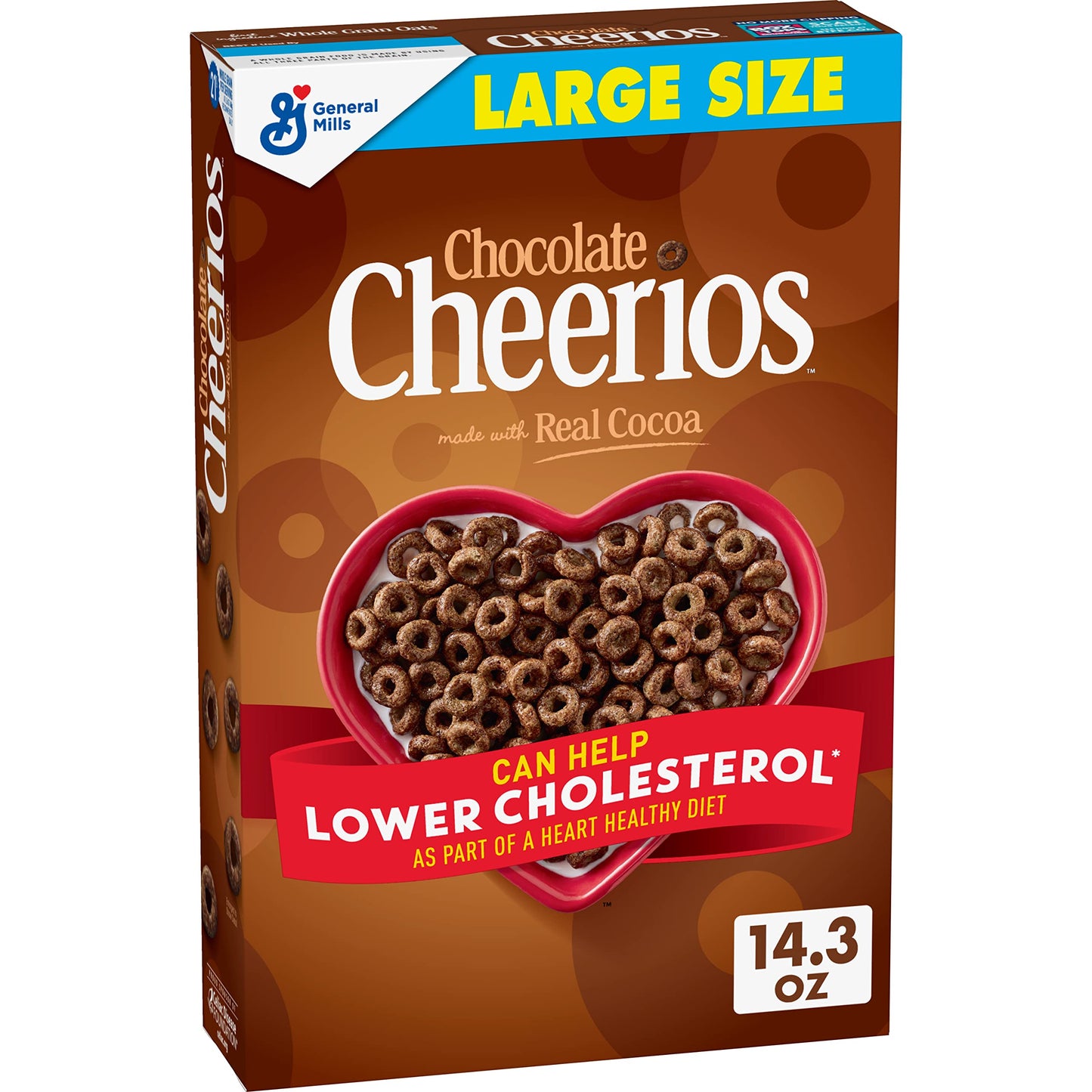 Chocolate Cheerios Cereal, Limited Edition Happy Heart Shapes, Heart Healthy Cereal With Whole Grain Oats, Family Size, 19.2 oz