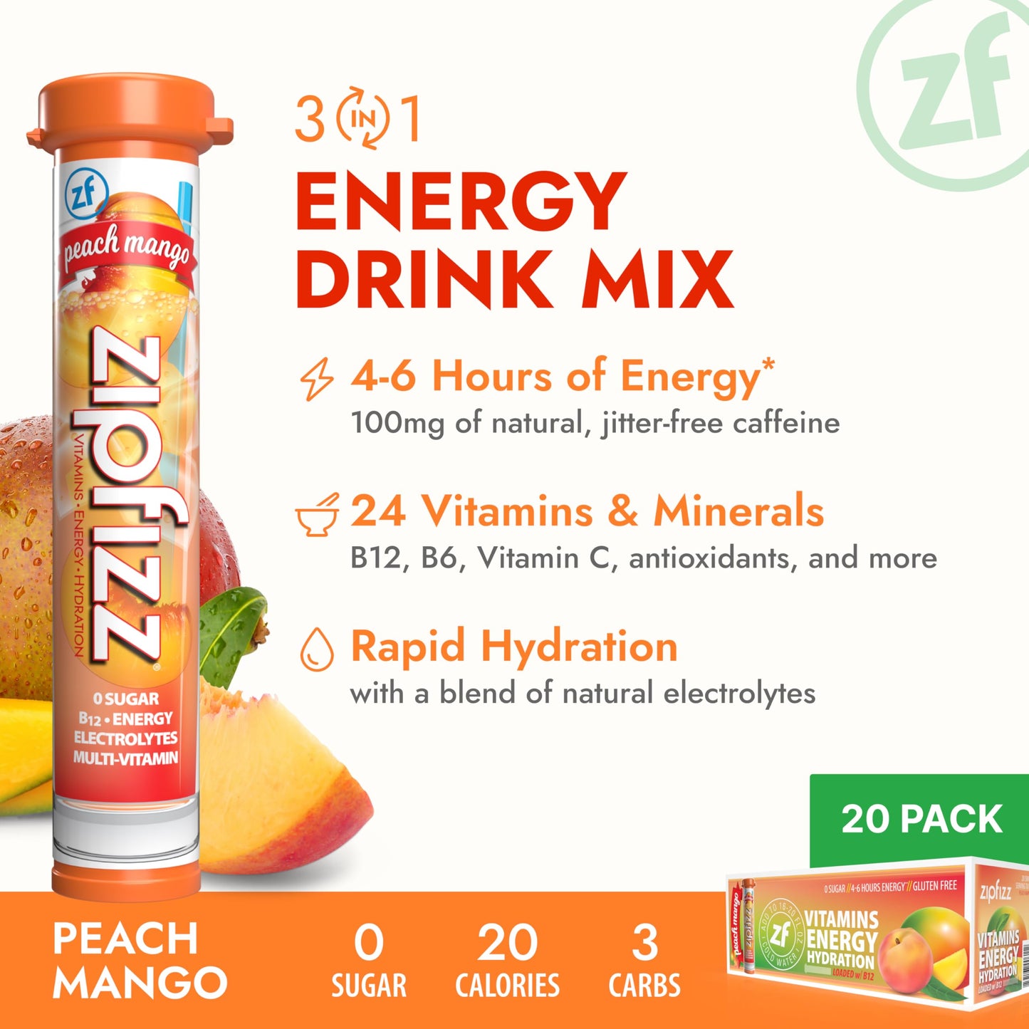 Zipfizz Energy Drink Mix, Electrolyte Hydration Powder with B12 and Multi Vitamin, Berry (12 Count)