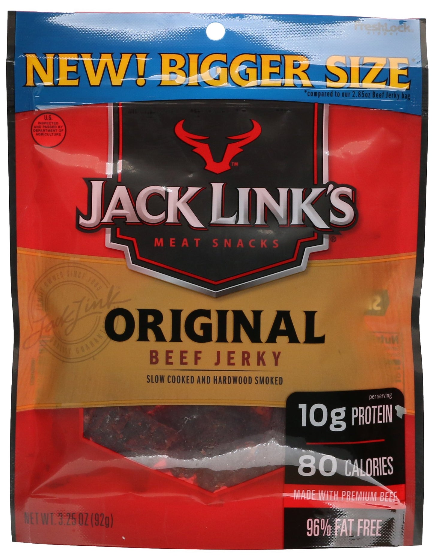 Jack Link's Beef Jerky 5 Count Multipack, Original, 5, 0.625 oz. Bags - Flavorful Meat Snack for Lunches, Ready to Eat - 7g of Protein, Made with 100% Beef - No Added MSG** or Nitrates/Nitrites