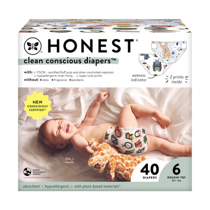 The Honest Company Clean Conscious Diapers | Plant-Based, Sustainable | Above It All + Pandas | Club Box, Size Newborn, 72 Count