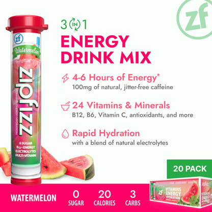 Zipfizz Energy Drink Mix, Electrolyte Hydration Powder with B12 and Multi Vitamin, Berry (12 Count)