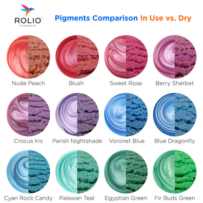 Rolio Premium Mica Powder Pearlescent Color Pigment - Art Set for Resin Epoxy - for Soap Making, Nail Polish, Lip Gloss, Eye Shadow, Slime & Candle Jars - 10g, 24 Jars - (Original Set)