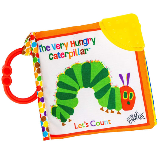 Let's Count Soft Book - World of Eric Carle the Very Hungry Caterpillar Baby on the Go Clip Teething Crinkle Soft Sensory Book for Babies, 5.25x5.25 Inch