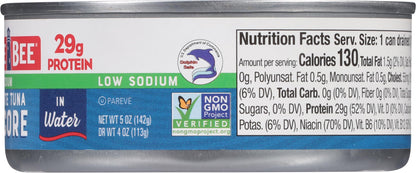 Bumble Bee Solid White Albacore Tuna in Water, 5 oz Can (Pack of 8) - Wild Caught Tuna - 29g Protein per Serving, High in Omega-3s - Non-GMO Project Verified, Gluten Free, Kosher