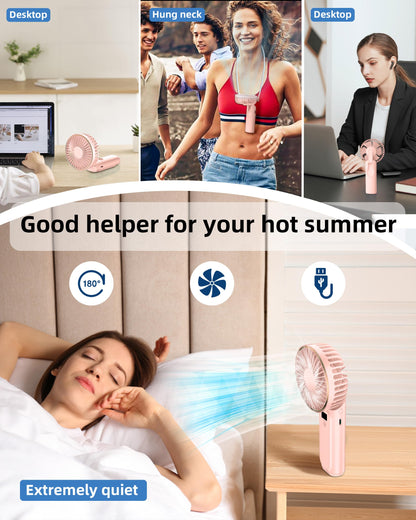 TUNISE Portable Handheld Fan, Portable Fan Rechargeable, 4000mAh, 180° Adjustable, 6 Speed Wind, Display Electricity in Real Time, USB Rechargeable Foldable Fan, Quiet Personal Fan as the Power Bank