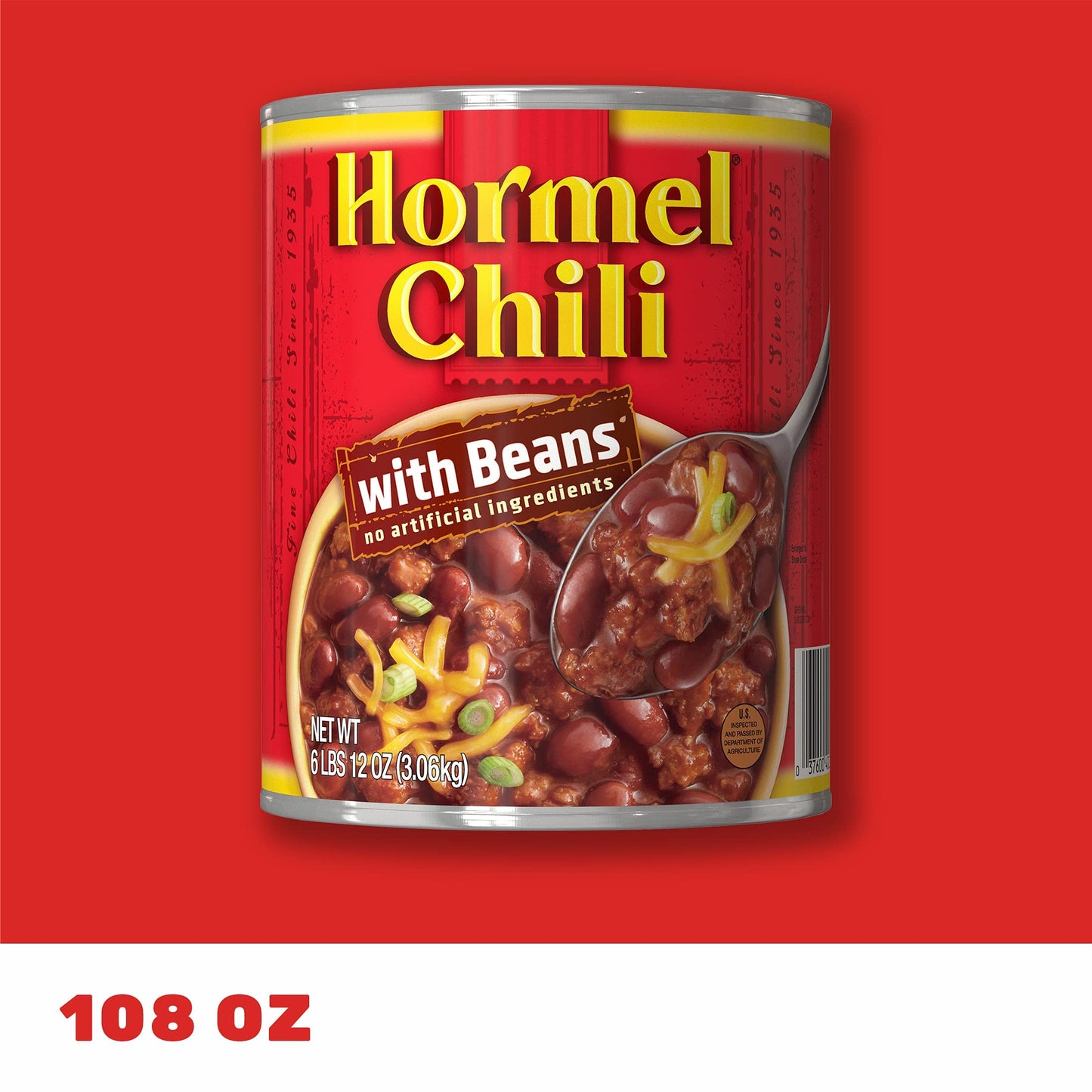 HORMEL Chili Chunky Beef Chili with Beans, No Artificial Ingredients, 15 Oz