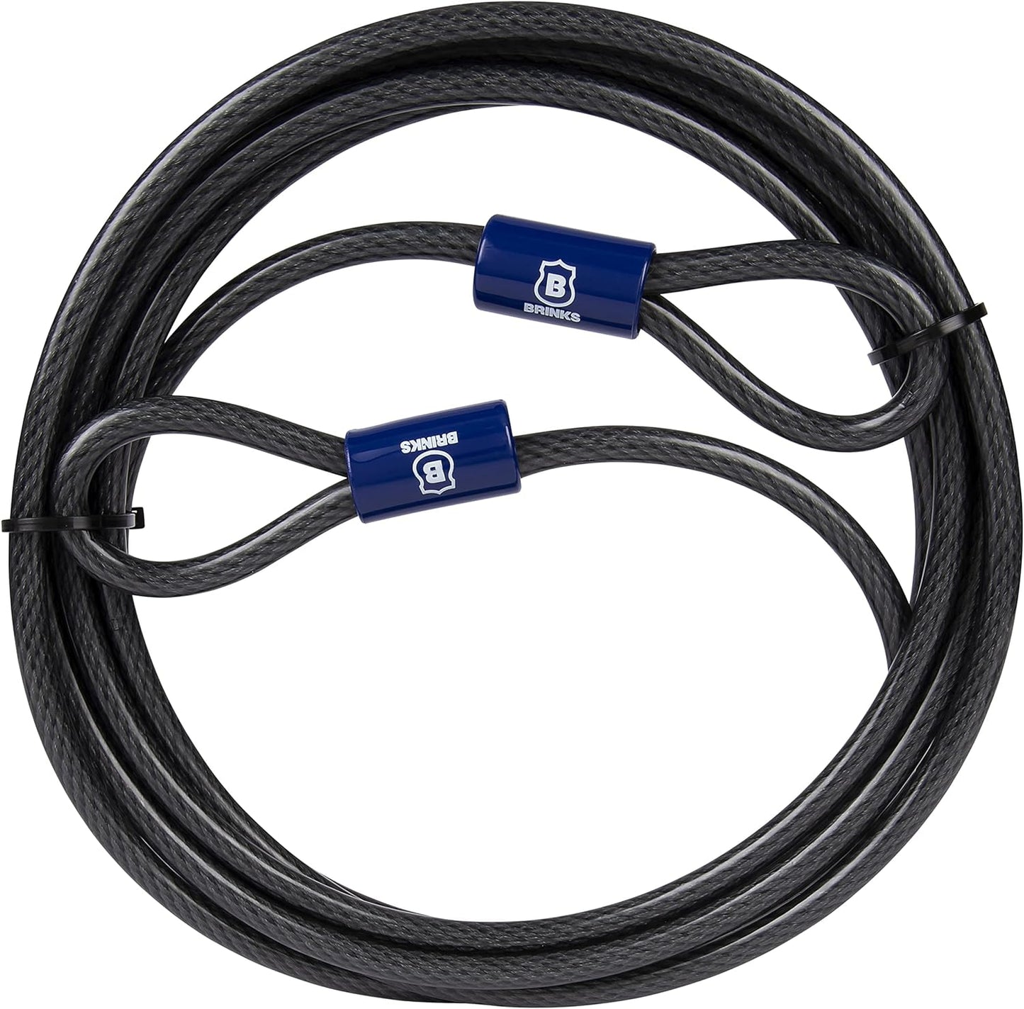 BRINKS - 15 ft x 3/8" Flexible Steel Loop Cable - Heavy Duty Vinyl Wrap for Corrosion Protection