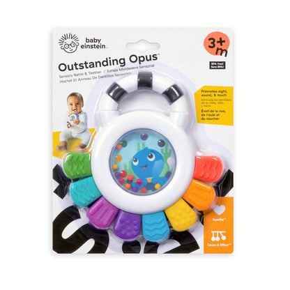 Baby Einstein Outstanding Opus The Octopus Sensory Rattle & Teether Multi-Use Toy, BPA Free & Chillable, 3 Months & up, Multicolored