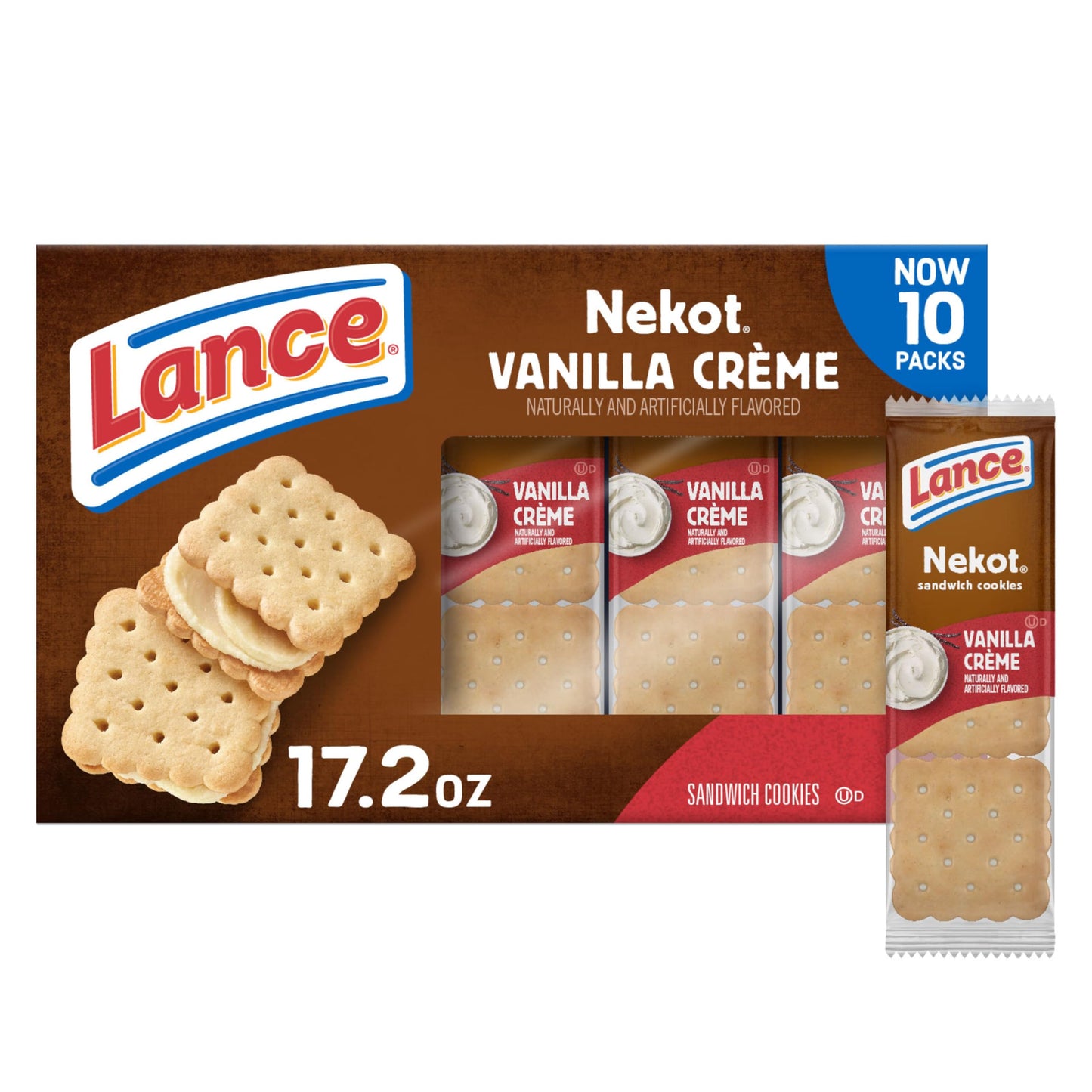 Lance Sandwich Crackers, Captain's Wafer Grilled Cheese, 10 Individual Packs, 6 Sandwiches Each