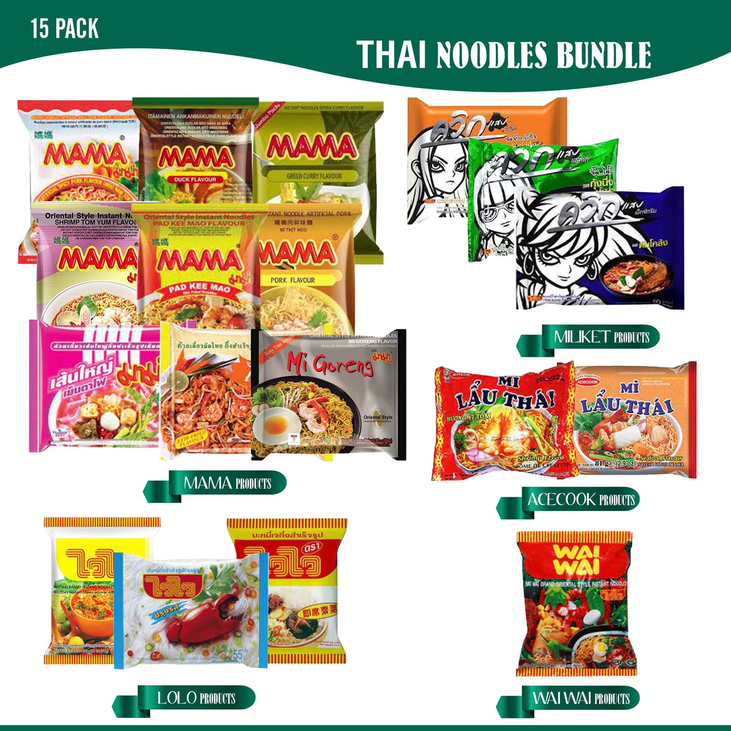 FOODIE BOXX Asian Instant Ramen Noodles Variety Pack with Cookies & Chopsticks (Dry)