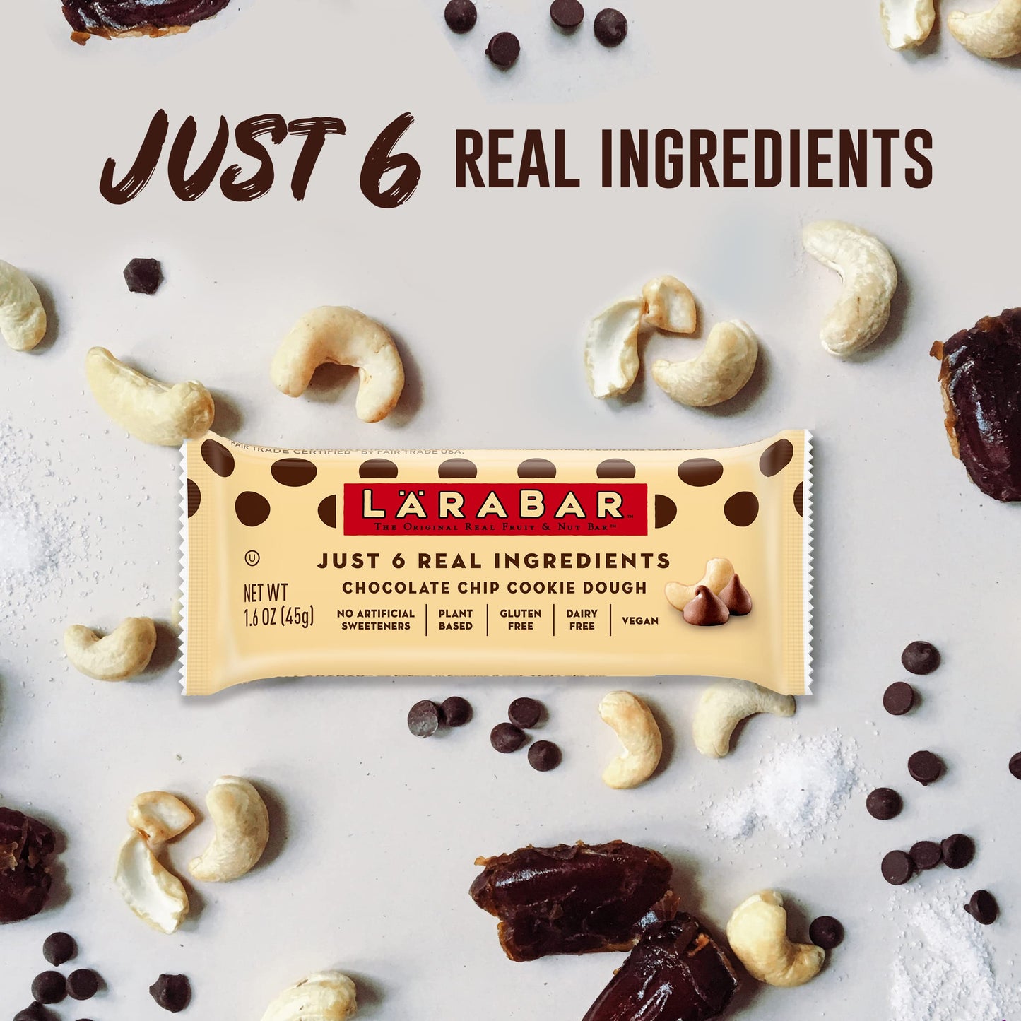 Larabar Chocolate Chip Cookie Dough, Gluten Free Fruit & Nut Bar, 18 Ct