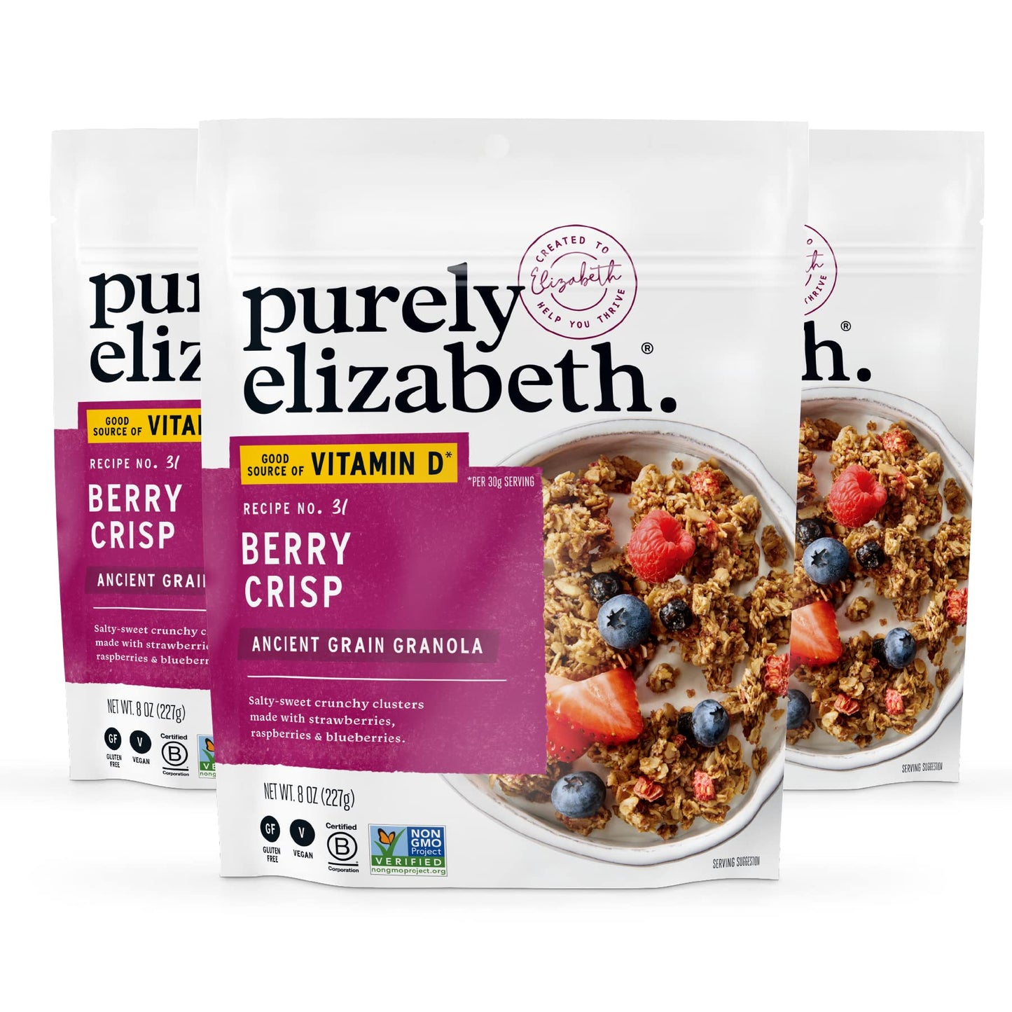 Purely Elizabeth Organic Original, Ancient Grain Granola, Gluten-Free, Non-GMO (3 Ct, 12oz Bags)