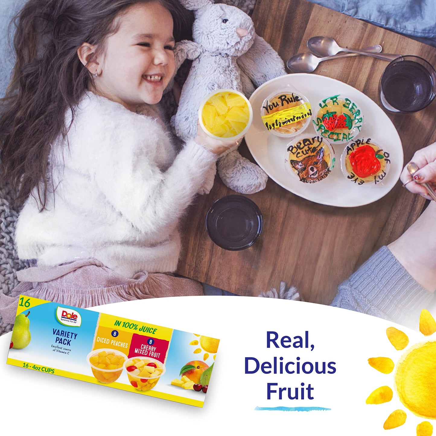 Dole Fruit Bowls Diced Peaches in 100% Juice Snacks, 4oz 12 Total Cups, Gluten & Dairy Free, Bulk Lunch Snacks for Kids & Adults