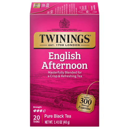 Twinings English Breakfast Black Tea, 100 Individually Wrapped Tea Bags, Smooth, Flavourful, Robust, Caffeinated, Enjoy Hot or Iced