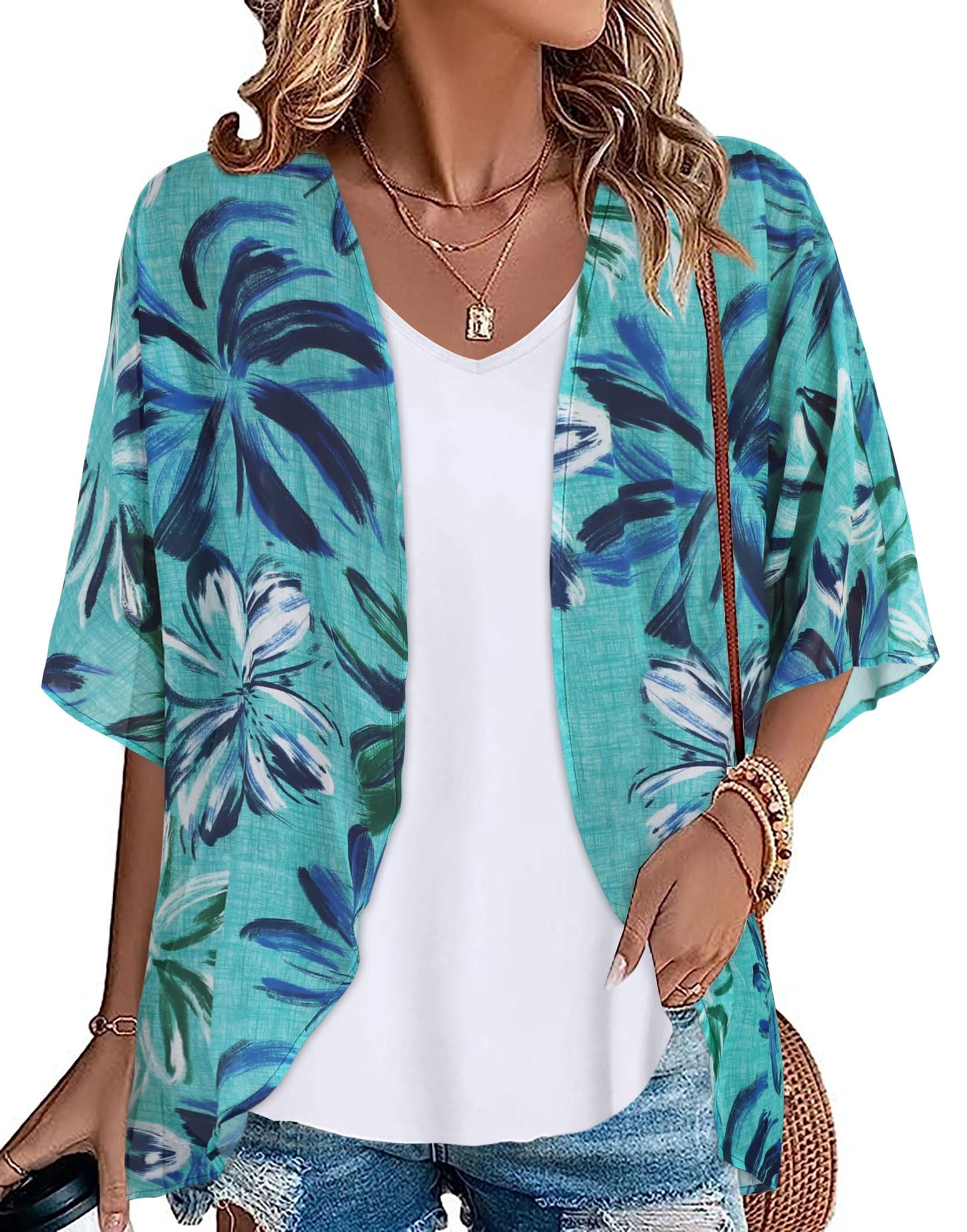 Womens Kimono Beach Cover Up Chiffon Cardigan Floral Tops Loose Capes