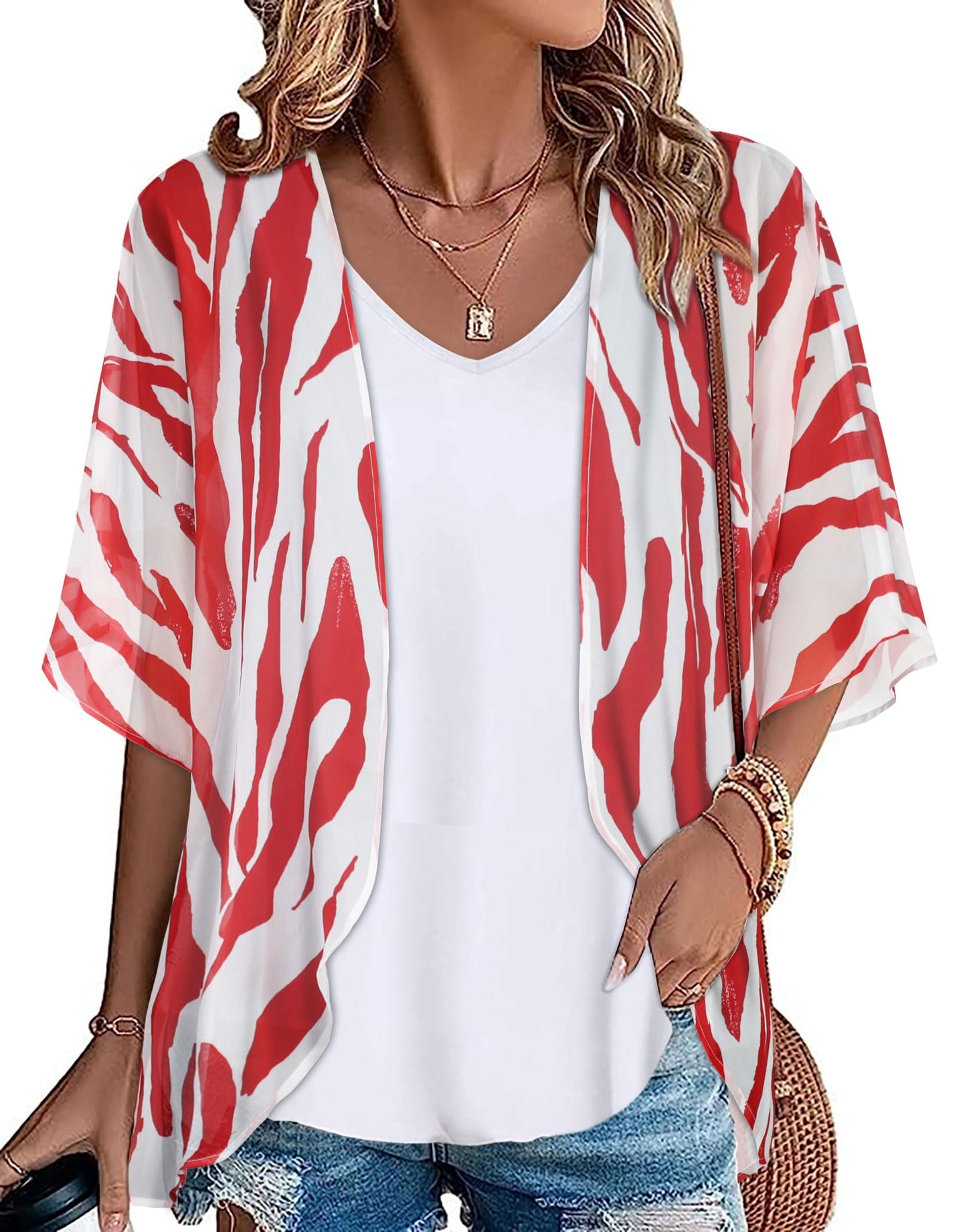 Womens Kimono Beach Cover Up Chiffon Cardigan Floral Tops Loose Capes