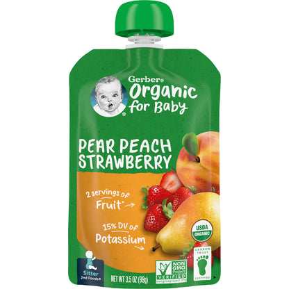 Gerber Organic Baby Food Pouches, 2nd Foods for Sitter, Fruit & Veggie Variety Pack, 3.5 Ounce (Set of 18)