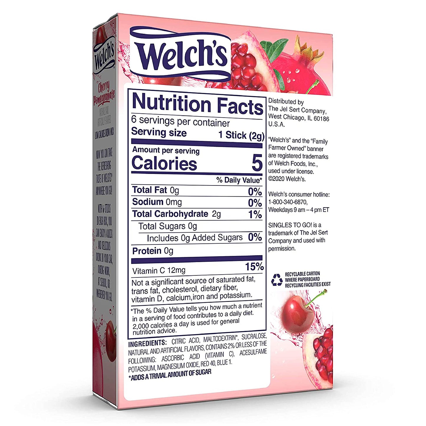 Welch's Singles To Go Variety Pack, Watertok Powdered Drink Mix, Includes 4 Flavors, Grape, Passion fruit, Strawberry Peach, Cherry Pomegranate, 1 Box (30 Servings)