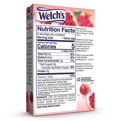 Welch's Singles To Go Variety Pack, Watertok Powdered Drink Mix, Includes 4 Flavors, Grape, Passion fruit, Strawberry Peach, Cherry Pomegranate, 1 Box (30 Servings)