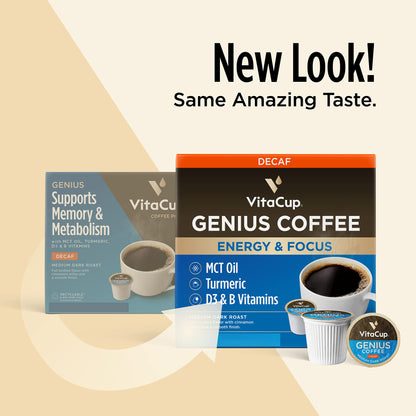 VitaCup Mushroom Coffee Pods - Boost Focus & Immunity with Lions Mane, Chaga, Vitamins, for Memory & Clarity, Recyclable K-Cup Pods, 16 Ct