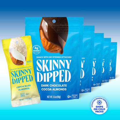 SkinnyDipped Snack Attack Minis Almond Variety Pack, Healthy Snack, Plant Protein, Gluten Free, 0.46 oz Mini Bags, Pack of 25