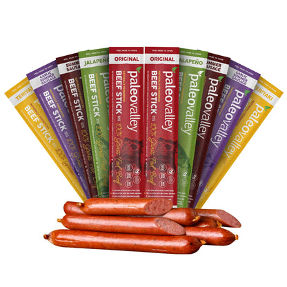 Paleovalley 100% Grass Fed Original Beef Sticks - Delicious Gluten Free Beef Snack - High Protein Keto Friendly