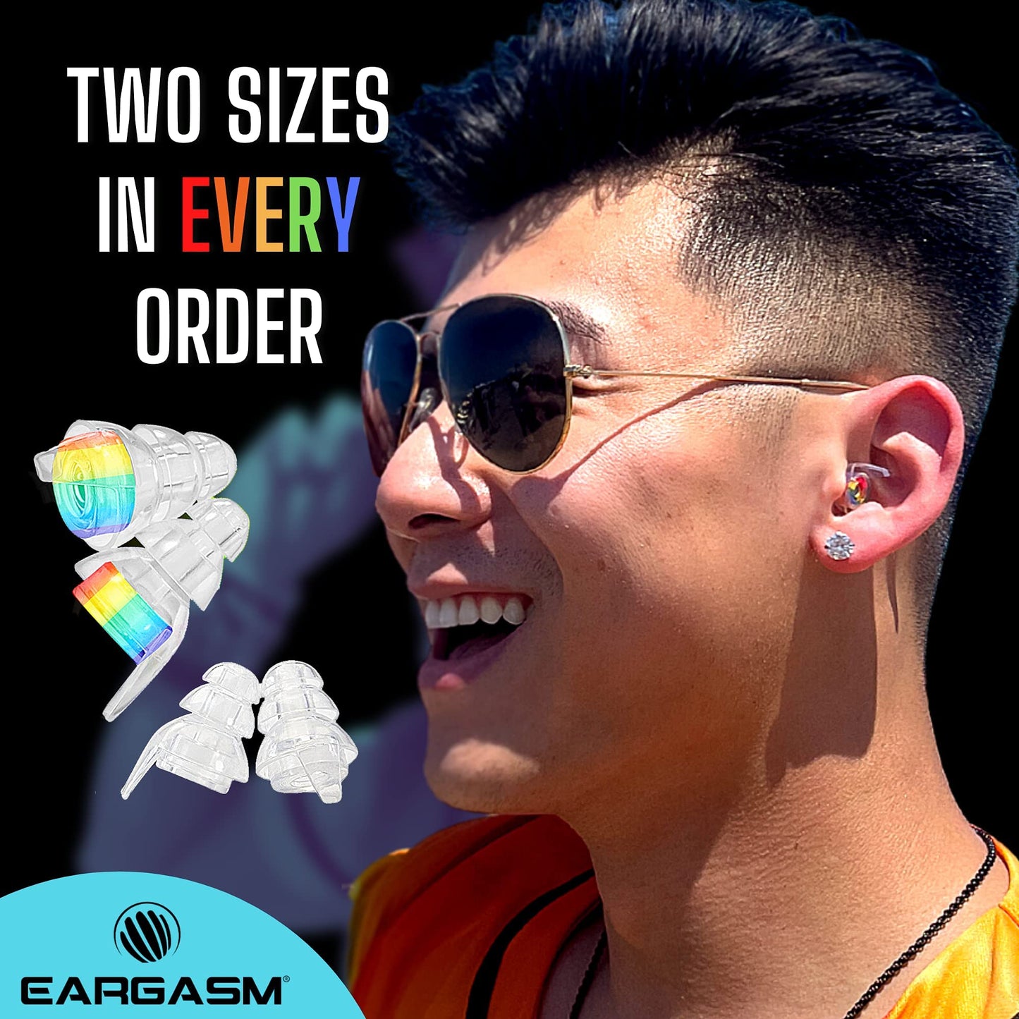 Eargasm High Fidelity Earplugs with Blue Filters - Reusable Noise Reduction Hearing Protection Ear-Plugs with Carrying Case for Concerts, Festivals, Raves, Musicians, Live Music, Sporting Events