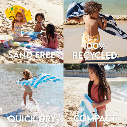 Dock & Bay Beach Towel - Quick Dry, Sand Free - Compact, Lightweight - 100% Recycled - includes Bag - Cabana - Bondi Blue - Extra Large (200x90cm, 78x35)