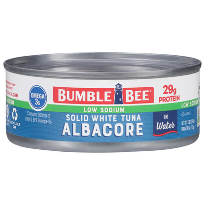 Bumble Bee Solid White Albacore Tuna in Water, 5 oz Can (Pack of 8) - Wild Caught Tuna - 29g Protein per Serving, High in Omega-3s - Non-GMO Project Verified, Gluten Free, Kosher