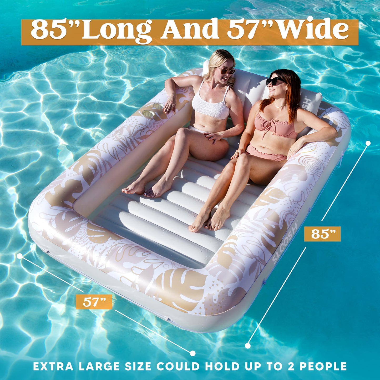 Sloosh Inflatable Tanning Pool Lounger Float for Adults, 70" x 46" Large Suntan Tub Pool Floats Sun Tan Tub Ice Bath Tub Tanning Bed Blow up Pool Raft Lounge Floatie, L-Blue