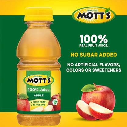 Mott's 100% Original Apple Juice, 8 Fl Oz Bottles, 24 Count (4 Packs Of 6), 2 Servings Of Fruit, 100% Fruit Juice, Gluten-free, Caffeine-free, Kosher, Contains No Artificial Colors Or Sweeteners