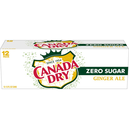 Canada Dry Zero Sugar Ginger Ale Soda, 12 fl oz cans (Pack of 12)