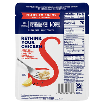 Swanson White Premium Chunk Canned Chicken Breast in Water, Fully Cooked Chicken, 4.5 OZ Can (Pack of 4)