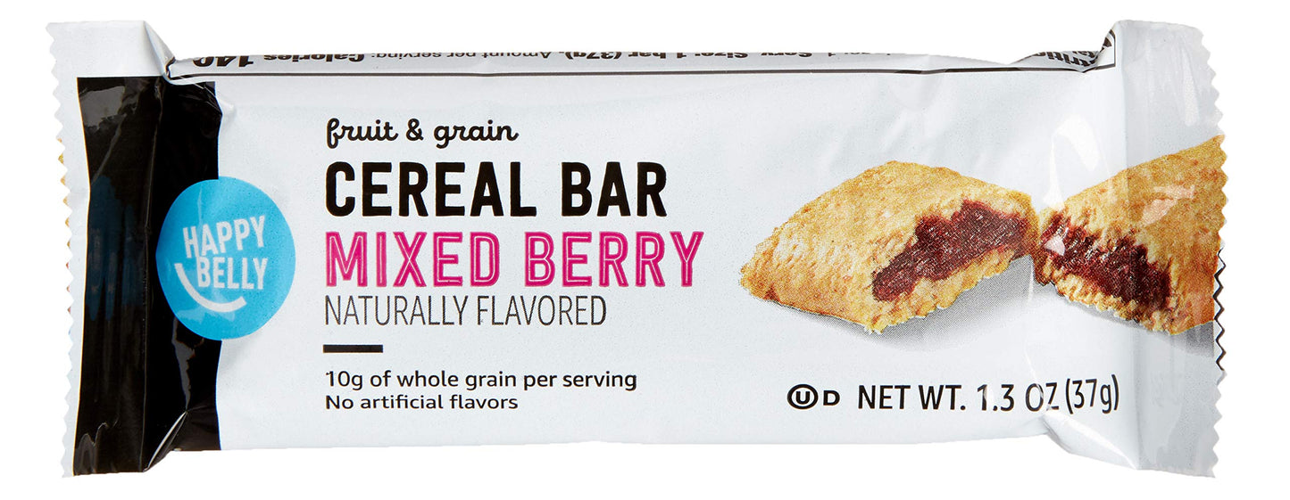 Amazon Brand - Happy Belly Fruit & Grain Cereal Bars, Strawberry , 1.03 Oz, 8 Count (Pack of 1)