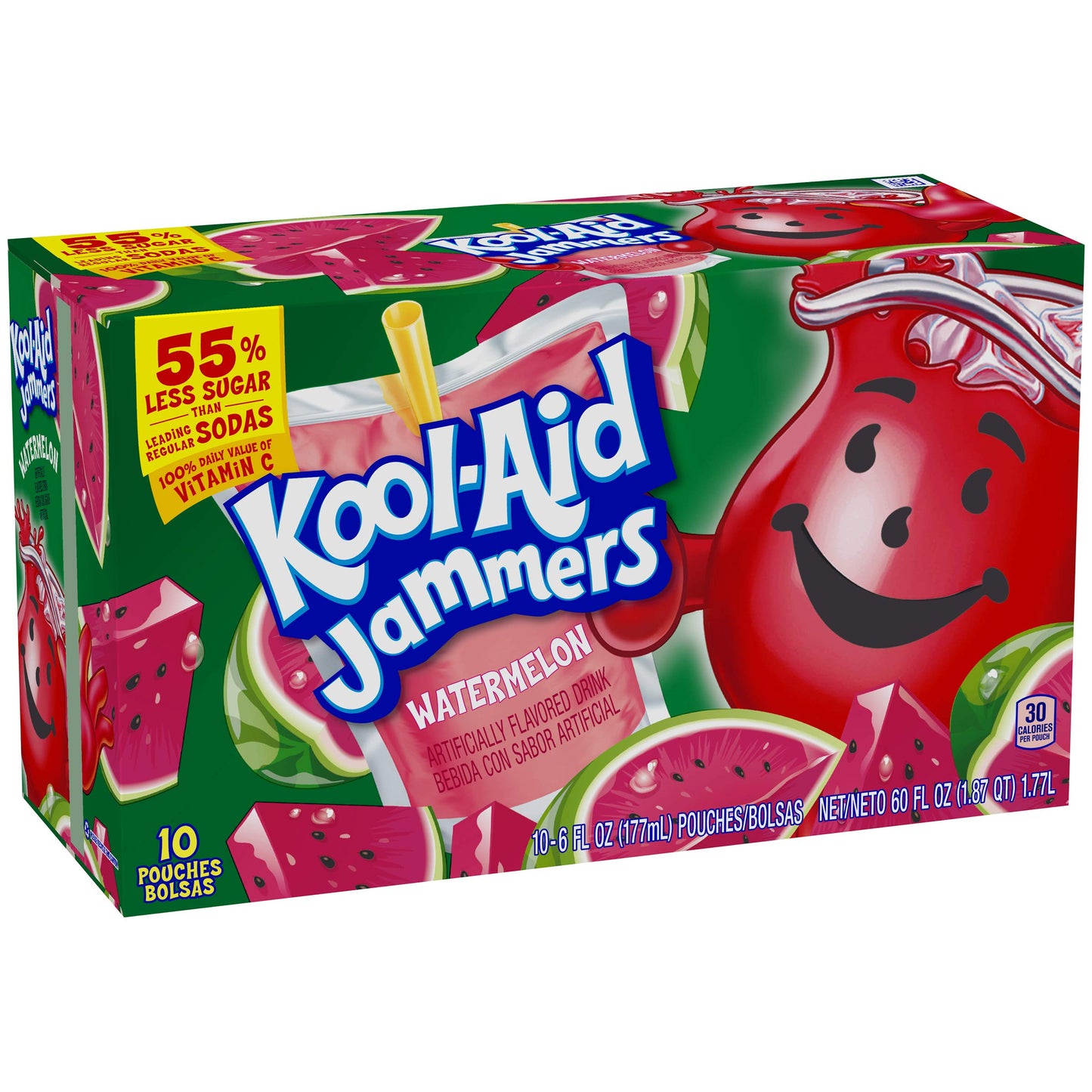 Kool-Aid Jammers Blue Raspberry Flavored Kids 0% Juice Drink (10 ct Box, 6 fl oz Pouches)