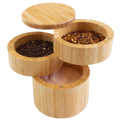 Totally Bamboo Salt Cellar Bamboo Storage Box with Magnetic Swivel Lid, 6 Ounce Capacity