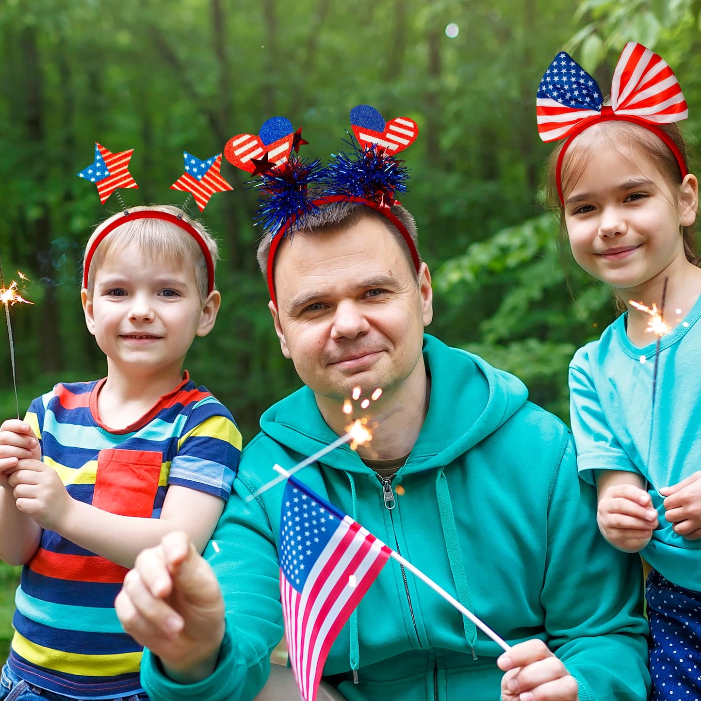 4th of July Headband, Fourth of July Accessories, Felt Patriotic Head Boppers Pack for 4th of July Party Favors