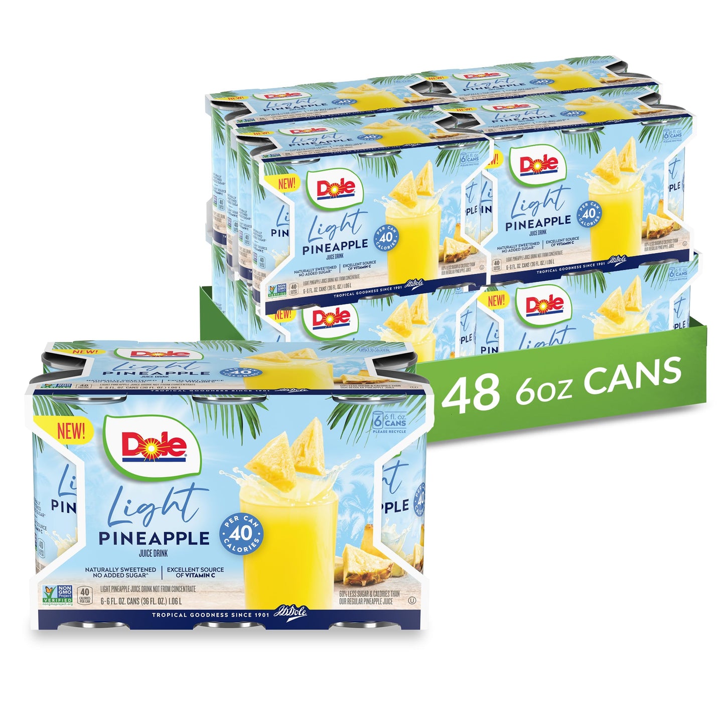 Dole 100% Juice, Pineapple, 46 Ounce Cans (Pack of 6)