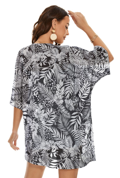 Womens Kimono Beach Cover Up Chiffon Cardigan Floral Tops Loose Capes